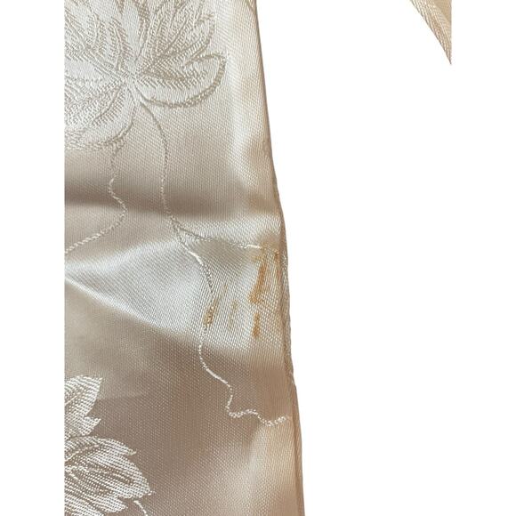 Vtg 50s Chinese Satin Embroidered Lounge Set Jacket & Pants Floral Frog Button - Picture 10 of 16